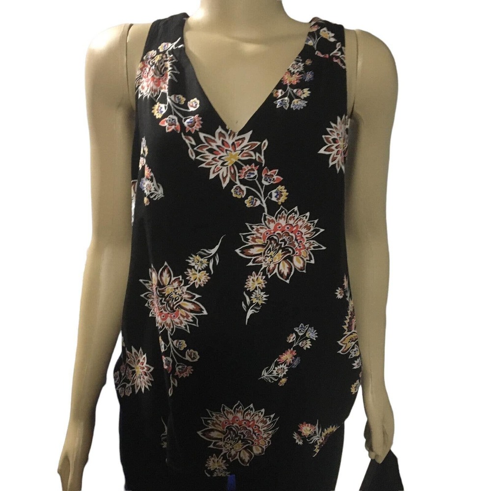 Old Navy Women's Top Size Small Black Floral Print Sleeveless Lightweight